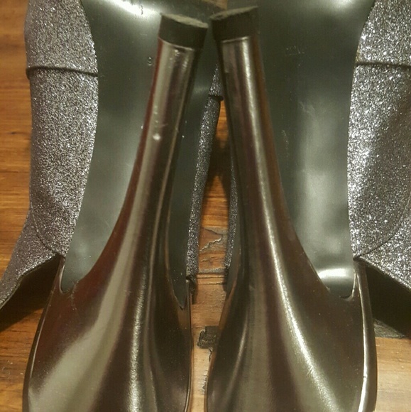Guess Open Toe Sling Back Pewter Sparkle Glitter H - Picture 4 of 8